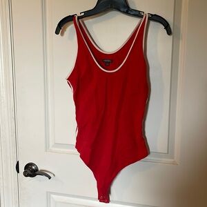 Red and white sporty tank bodysuit EUC